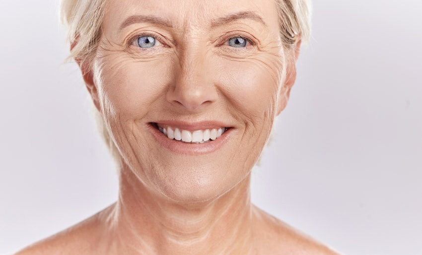 Senior woman with wrinkles